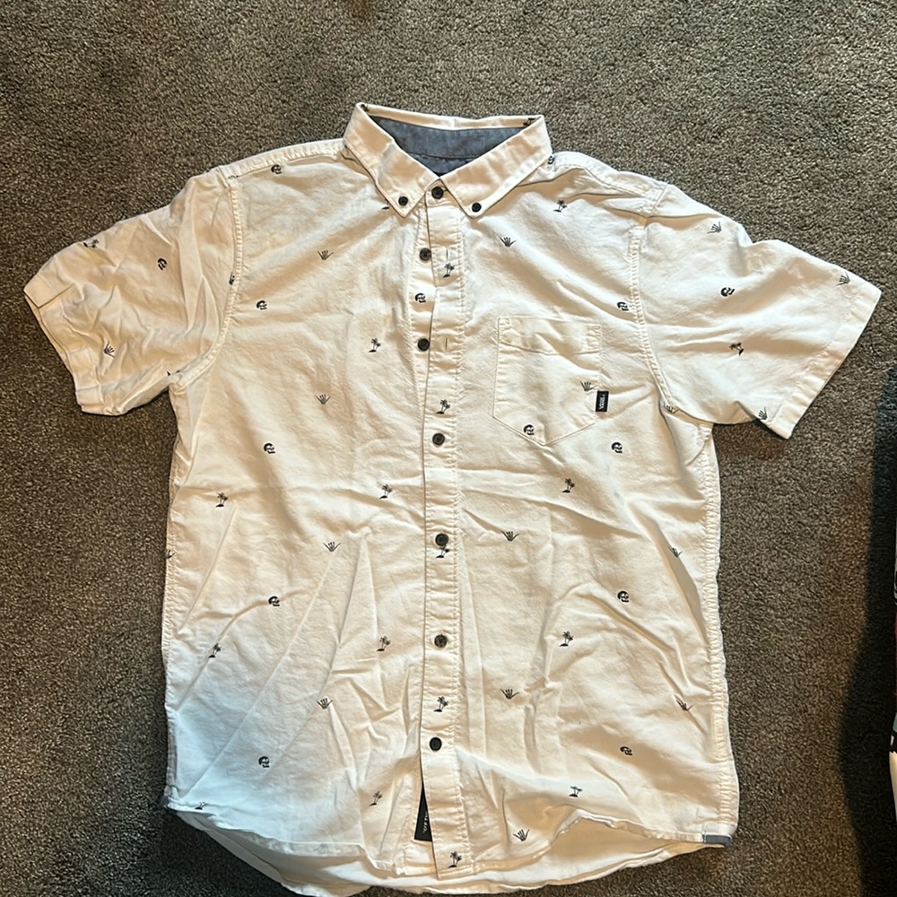 Vans Button Down White Short Sleeve Shirt